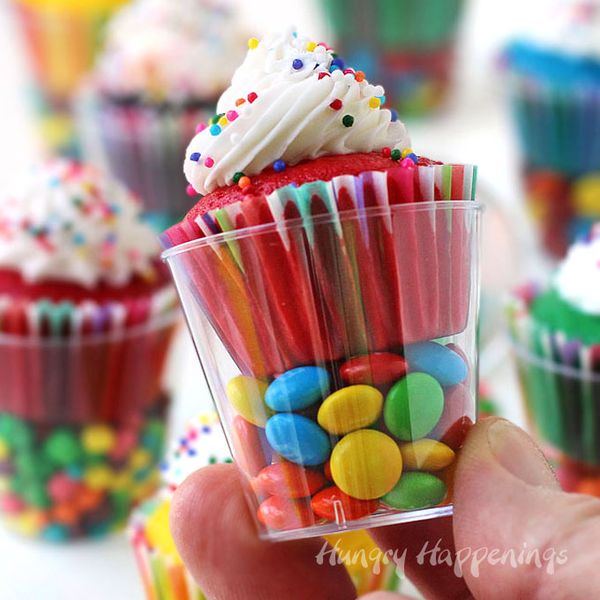 Mini Cupcakes in Candy Filled Shot Glasses