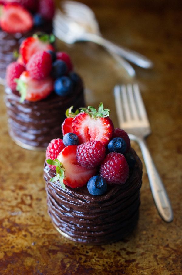 Mini Double Chocolate Berry Cakes