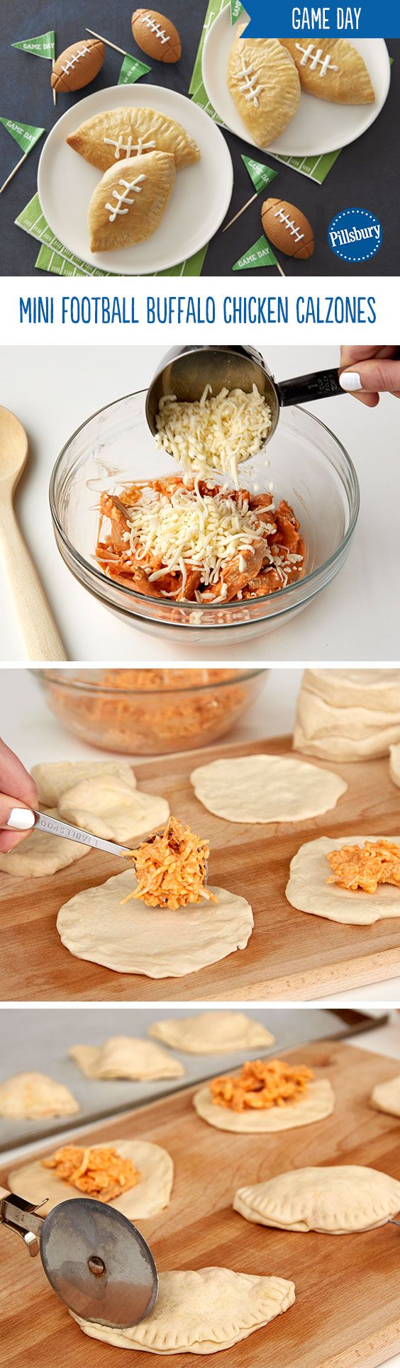 Mini Football Buffalo Chicken Calzones