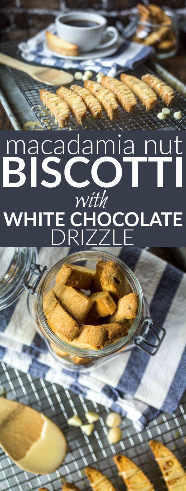 Mini Macadamia Nut Biscotti with White Mocha Drizzle