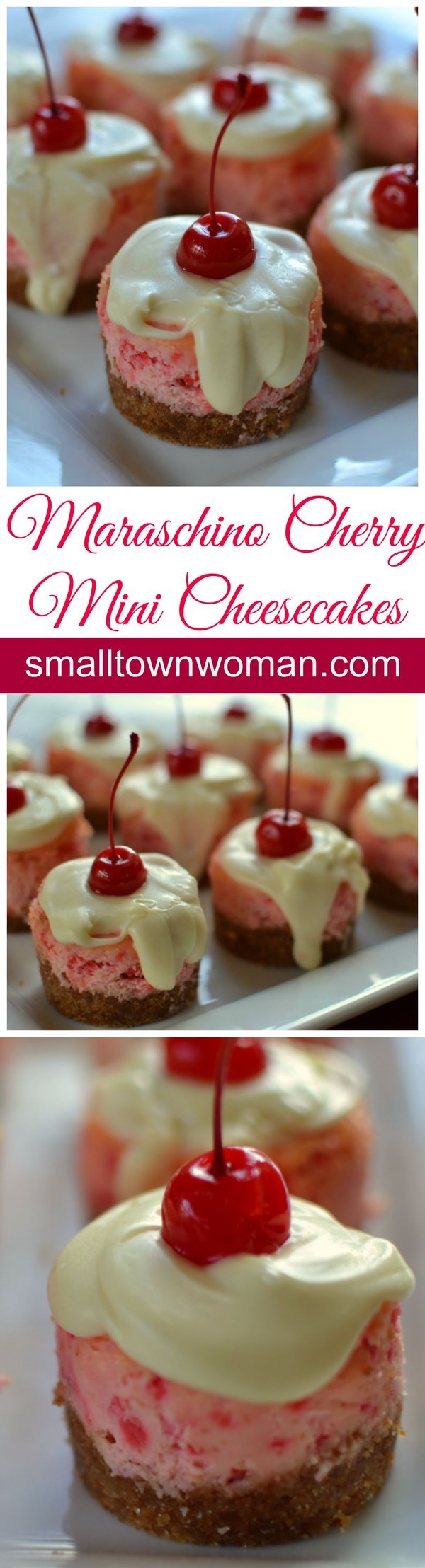 Mini Maraschino Cherry Cheesecakes