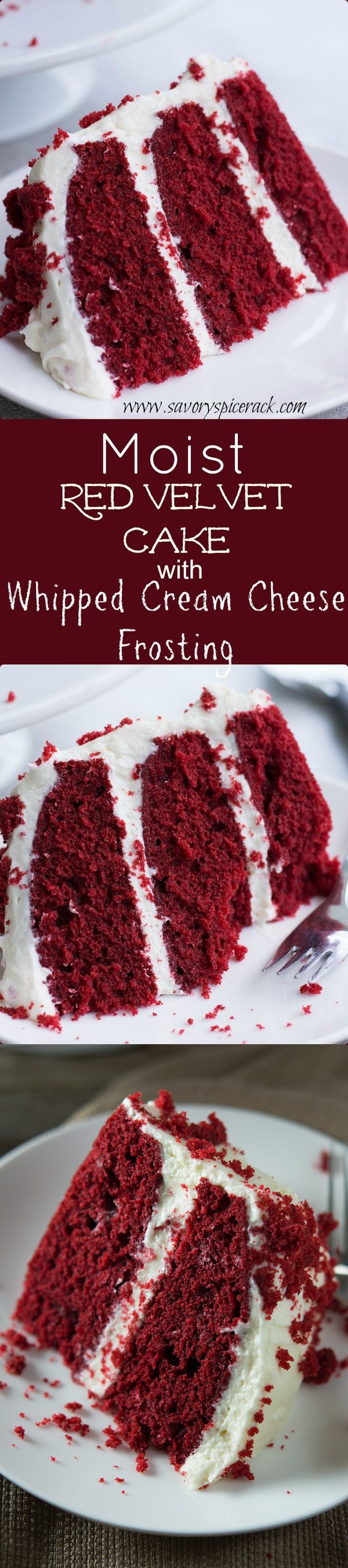 Moist Red Velvet Cake and Whipped Cream Cheese Frosting