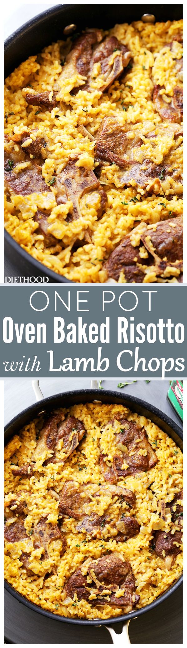 Mom's One Pot Oven-Baked Risotto with Lamb Chops