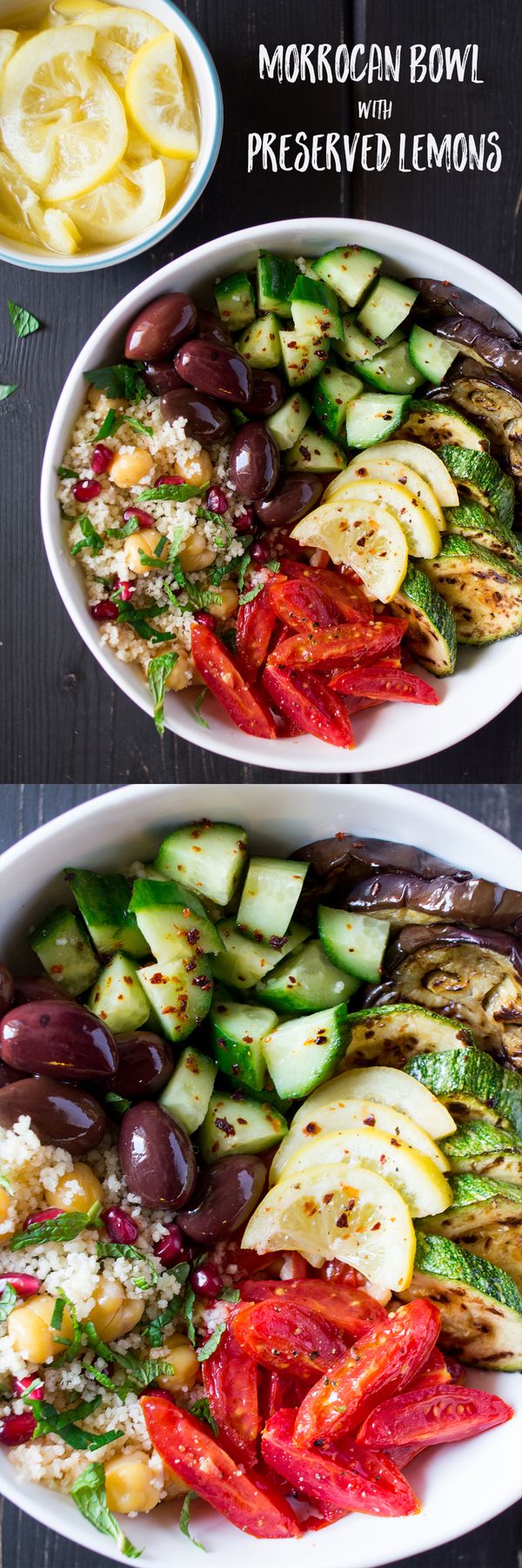 Moroccan salad bowl with preserved lemons