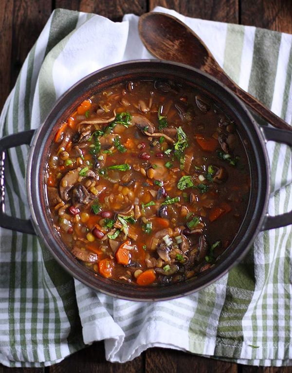 Mushroom Lentil Adzuki Bean Soup