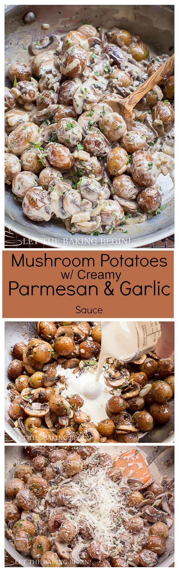 Mushroom Potatoes with Creamy Parmesan and Garlic Sauce