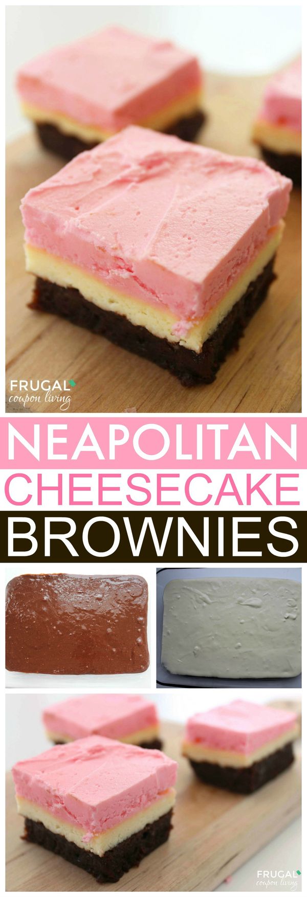 Neapolitan Cheesecake Brownie Bars