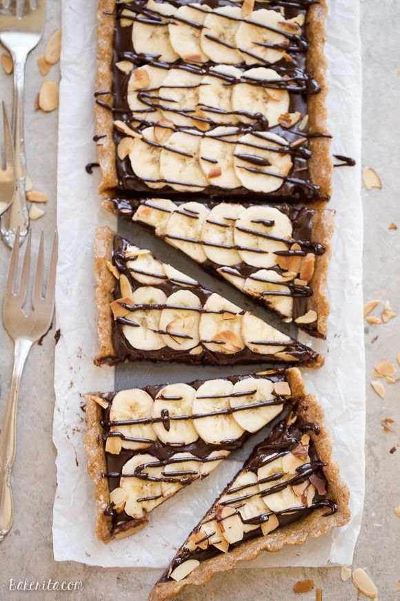 No-Bake Chocolate Banana Tart (Gluten Free, Paleo + Vegan