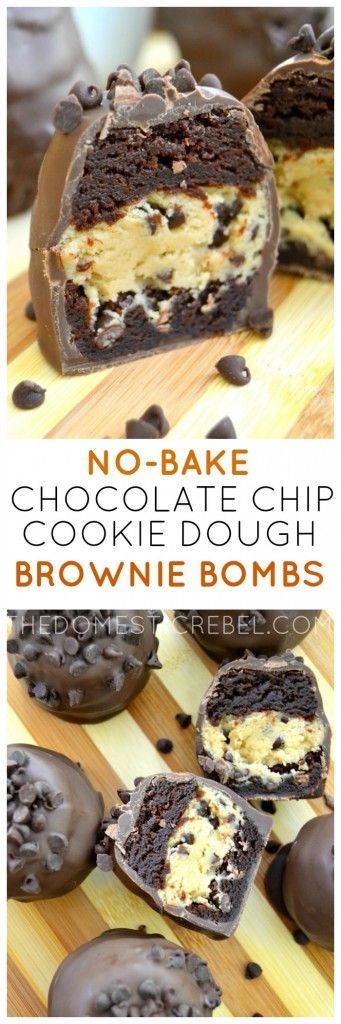 No-Bake Chocolate Chip Cookie Dough Brownie Bombs