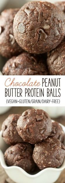 No-bake Chocolate Peanut Butter Protein Balls (vegan, gluten-free, grain-free, dairy-free