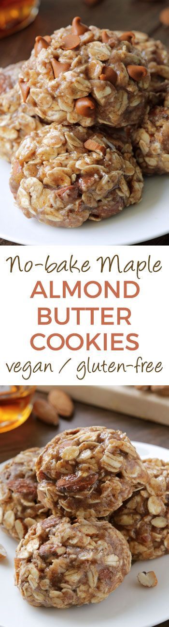 No-bake Maple Almond Butter Cookies (vegan, gluten-free, whole grain, dairy-free