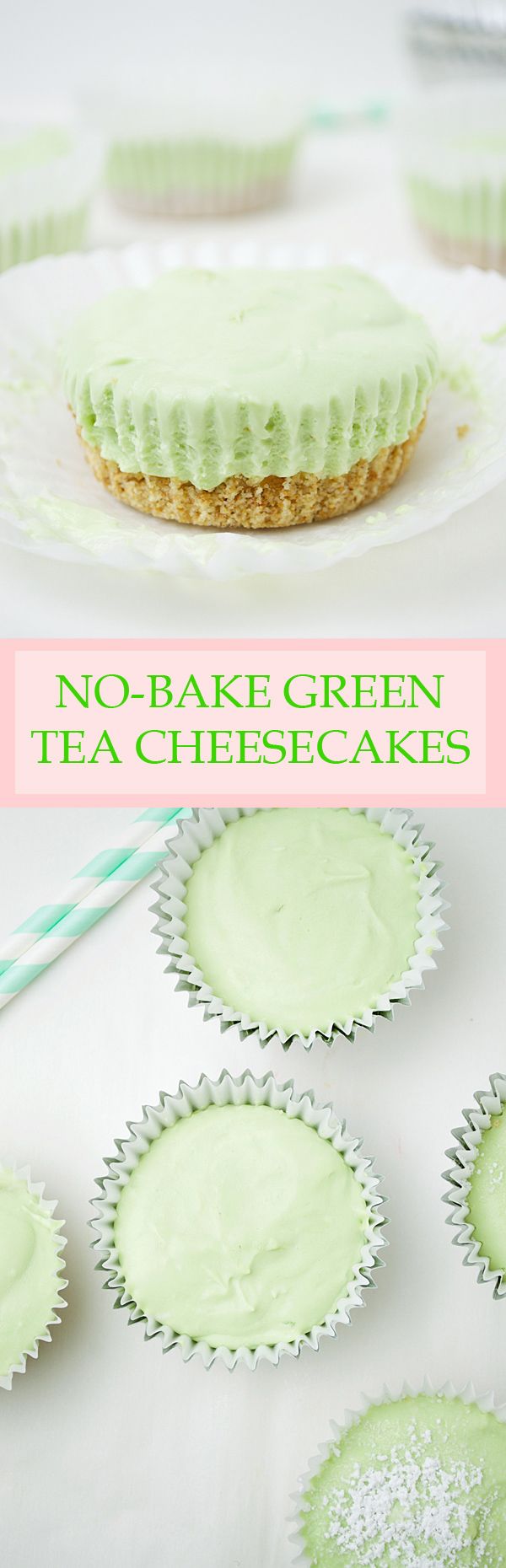 No Bake Mini Green Tea Cheesecakes