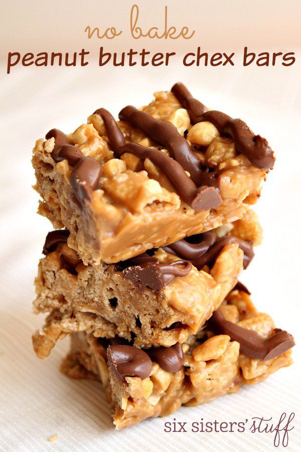 No Bake Peanut Butter Chex Bars