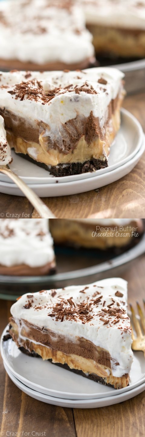 No Bake Peanut Butter Chocolate Cream Pie