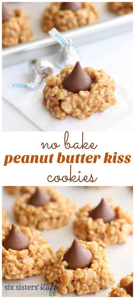 No Bake Peanut Butter Kiss Cookies