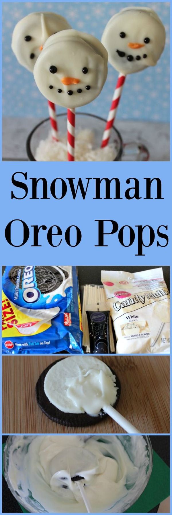 No Bake Snowman Oreos Dipped in White Chocolate