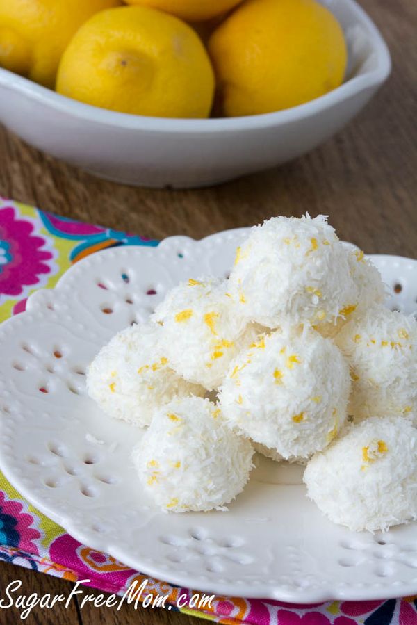 No Bake Sugar-Free Lemon Coconut Truffles