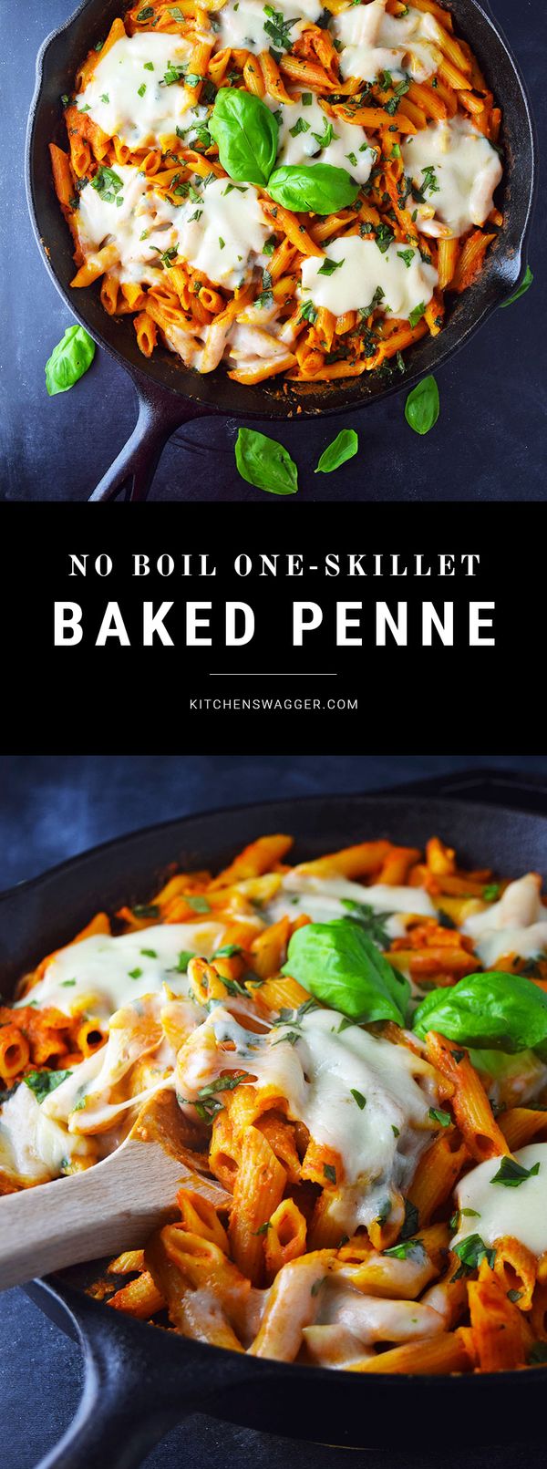 No Boil Baked Penne with Fresh Mozzarella and Basil