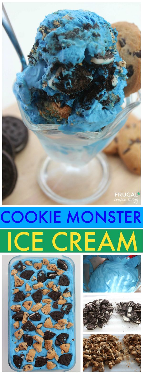 No Churn Cookie Monster Ice Cream