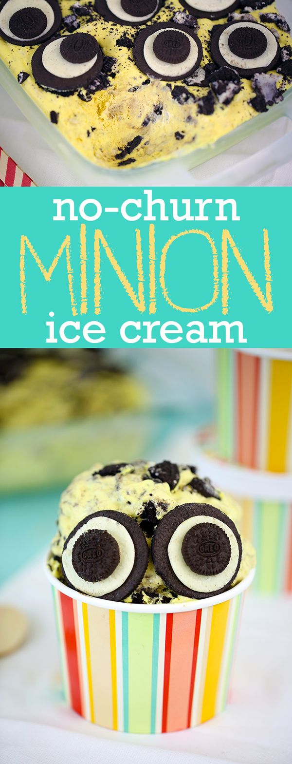 No Churn Minion Ice Cream Recipe (Banana & Oreo