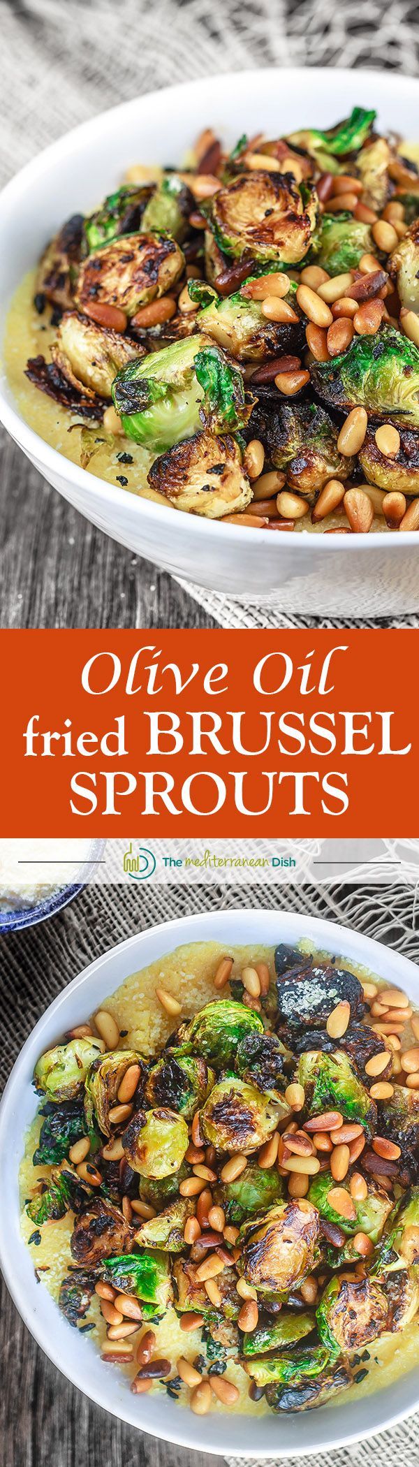 Olive Oil Fried Brussel Sprouts Recipe with Onions and Quick Polenta