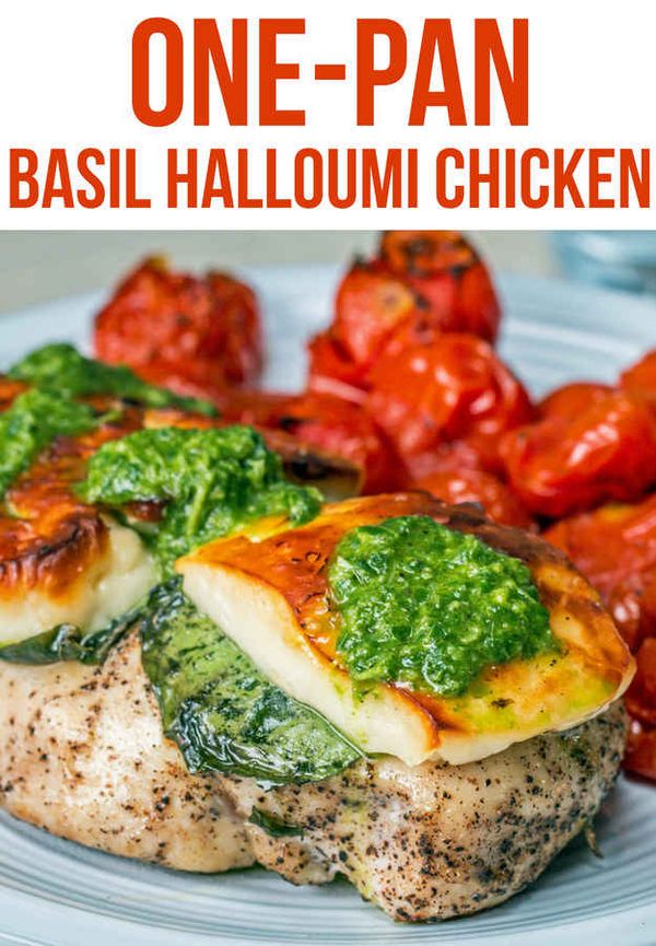 One-Pan Basil Halloumi Chicken