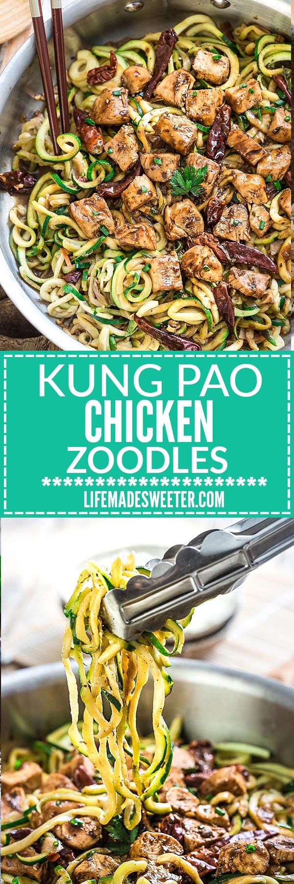 One Pan Kung Pao Chicken Zoodles (Zucchini Noodles