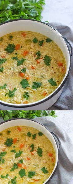 One Pot Chicken Orzo Soup