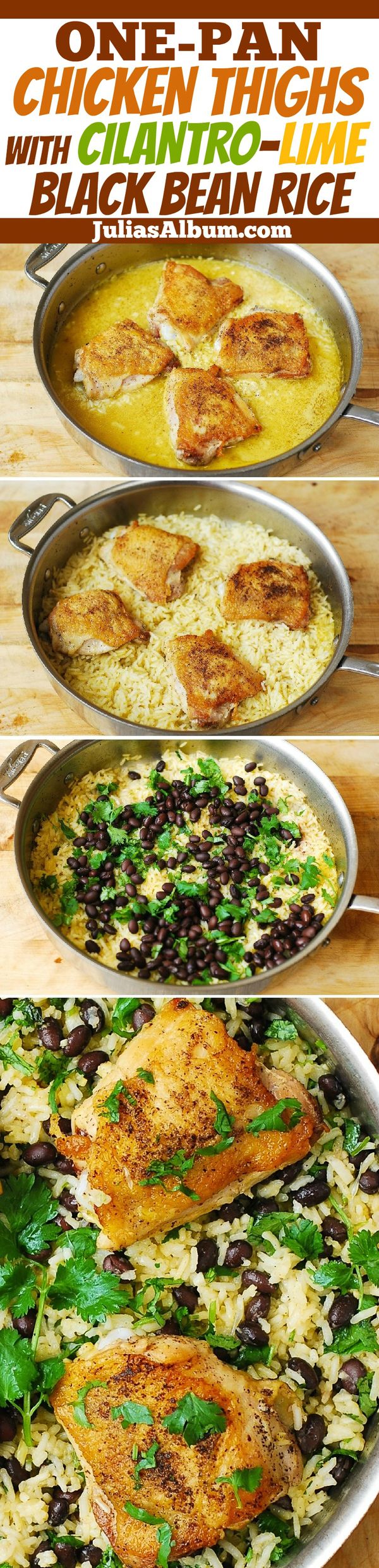 One-Pot Chicken Thighs with Cilantro-Lime Black Bean Rice