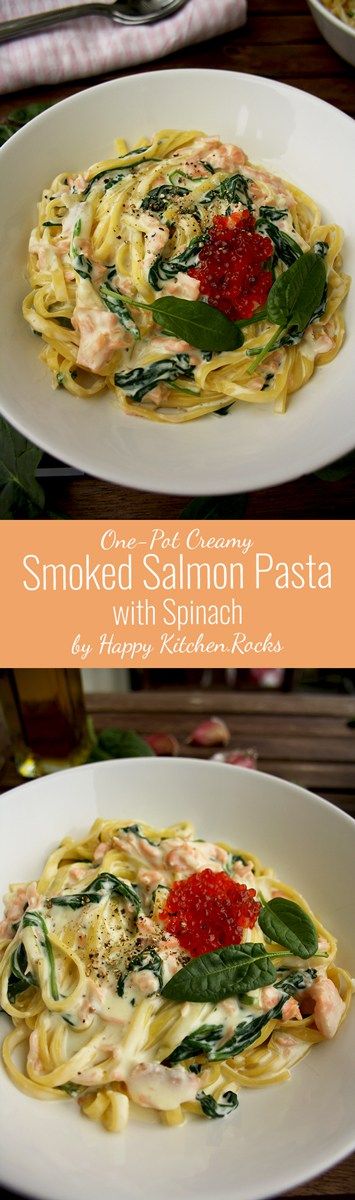 One-Pot Creamy Smoked Salmon Pasta with Spinach