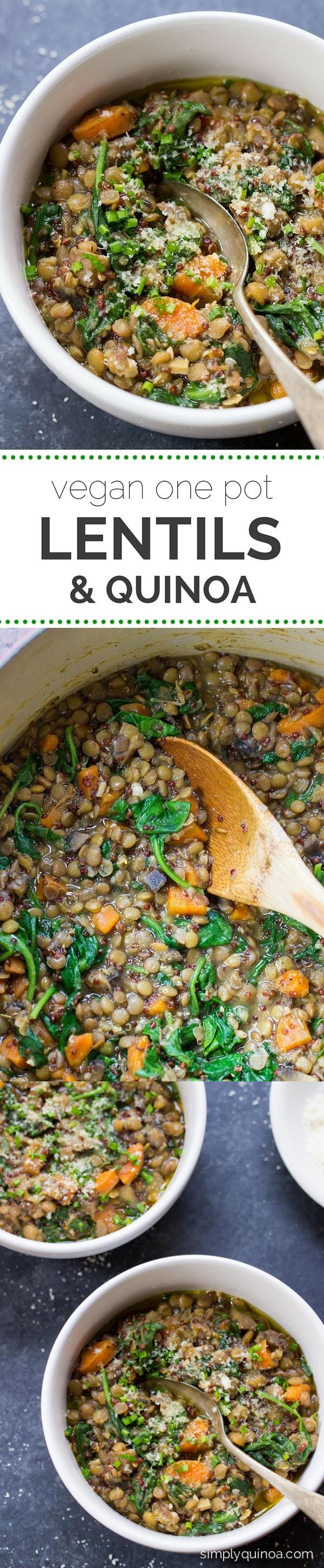 One-Pot Lentils + Quinoa with Spinach