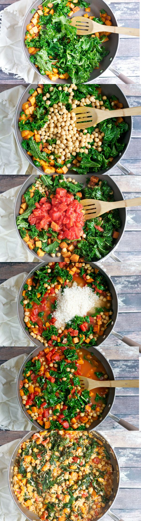 One Pot Sweet Potato, Tomato and Kale Rice Skillet