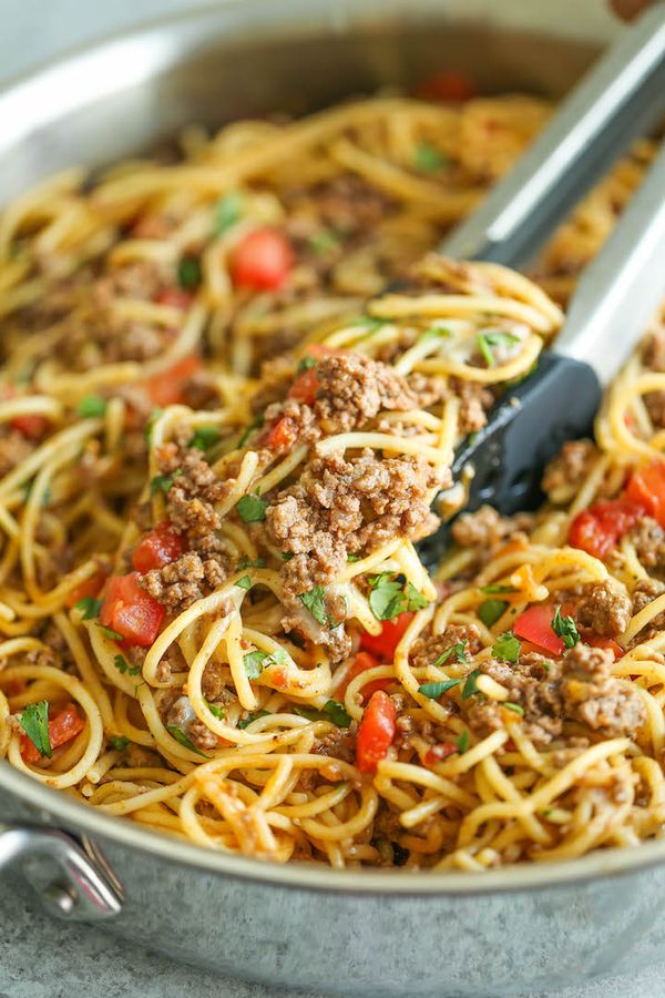 One Pot Taco Spaghetti