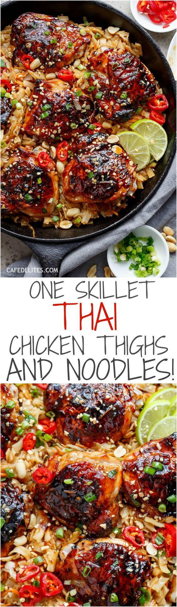 One Pot Thai Chicken Thighs + Noodles