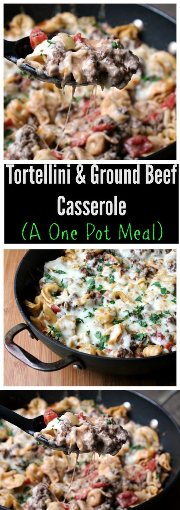 One Pot Tortellini and Ground Beef Casserole