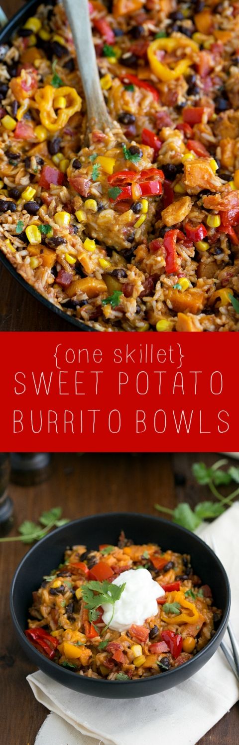 (One Skillet Sweet Potato Burrito Bowls