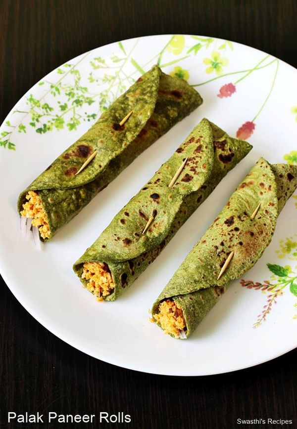 Palak paneer rolls recipe | Palak paneer kathi rolls