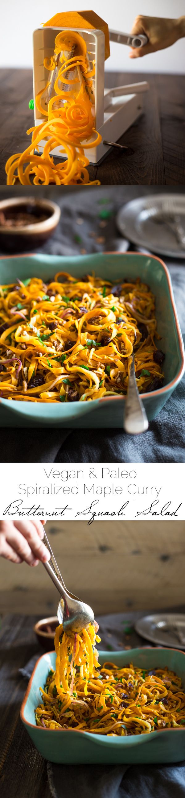 Paleo & Vegan Curried Butternut Squash Salad with Apples, Dates and Pecans