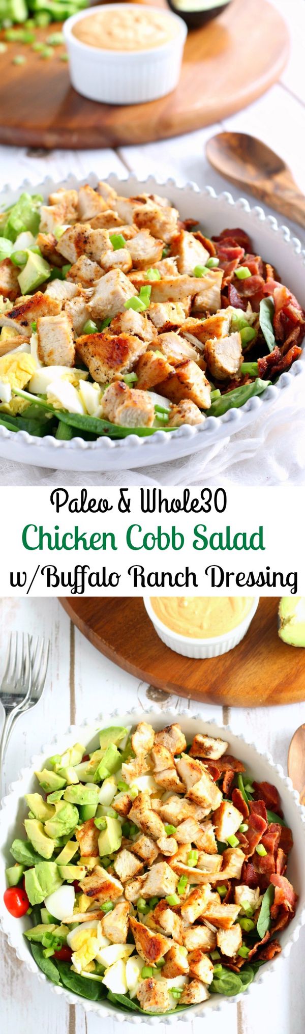 Paleo Chicken Cobb Salad with Buffalo Ranch (Whole30