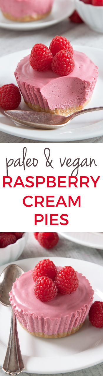 Paleo Raspberry Cream Pies (vegan, grain-free, gluten-free, dairy-free