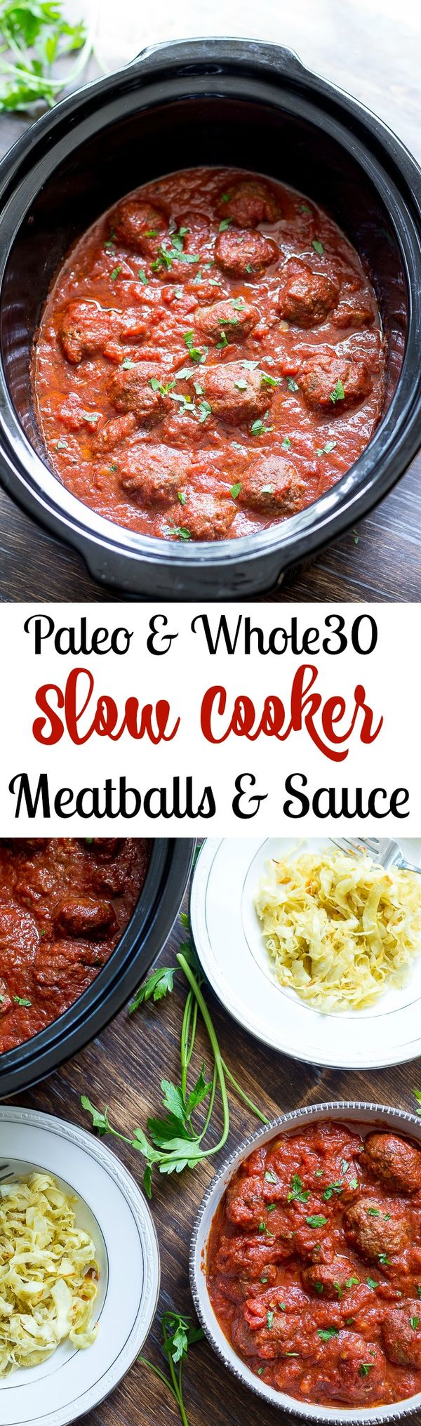 Paleo Slow Cooker Meatballs in Marinara Sauce (Whole30