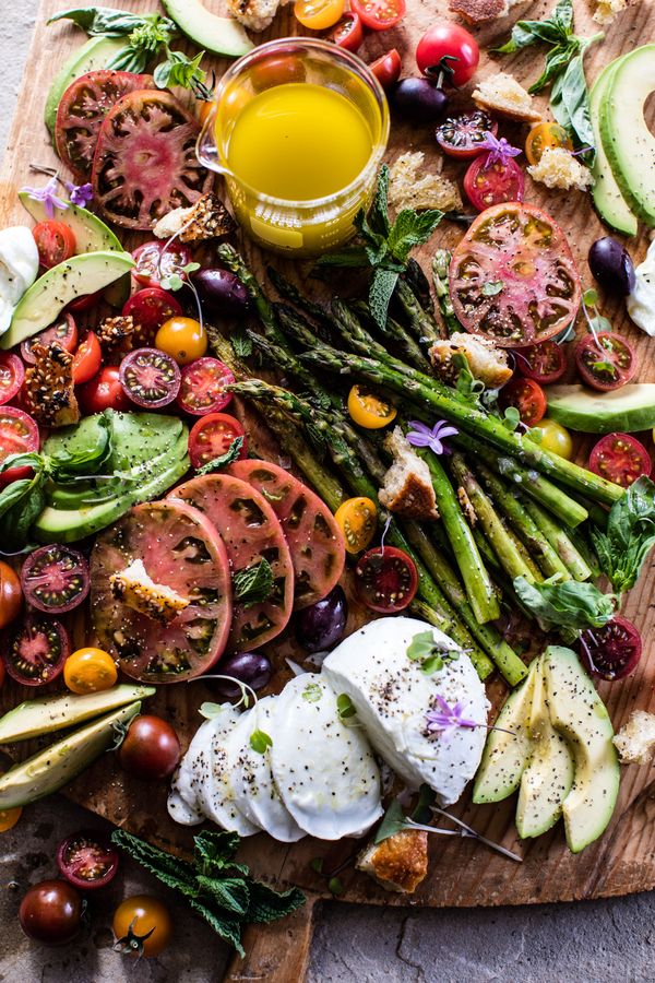 Panzanella Style Caprese Asparagus Salad