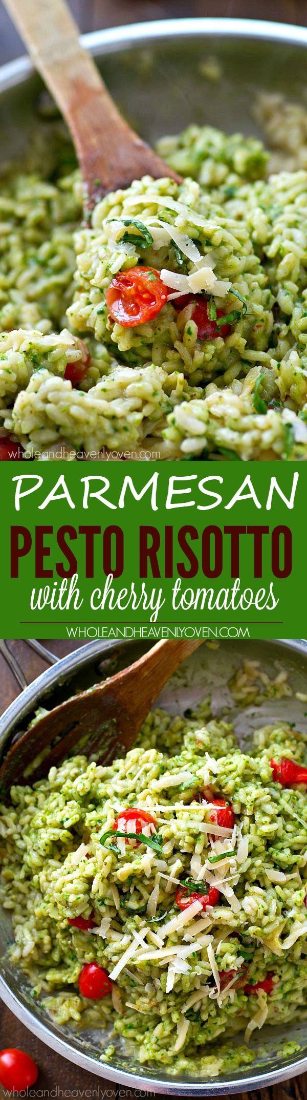 Parmesan Pesto Risotto with Cherry Tomatoes