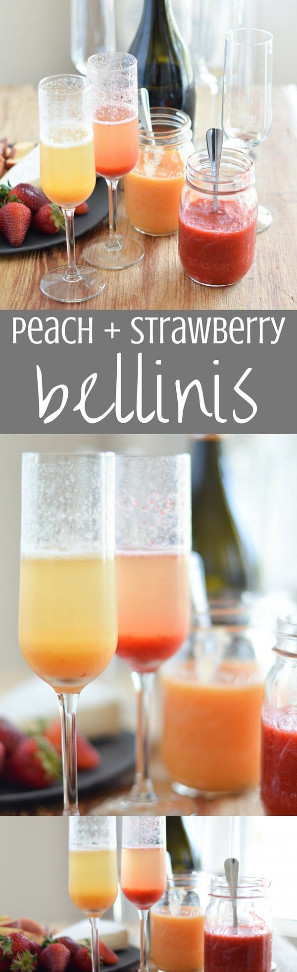 Peach and Strawberry Bellinis