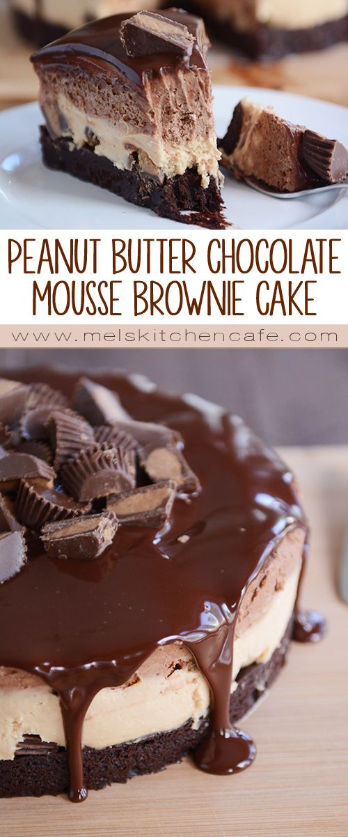 Peanut Butter Chocolate Mousse Brownie Cake