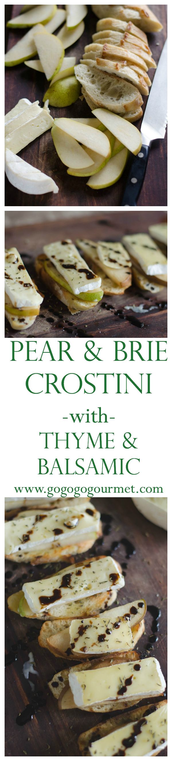 Pear and Brie Crostini with Balsamic and Thyme