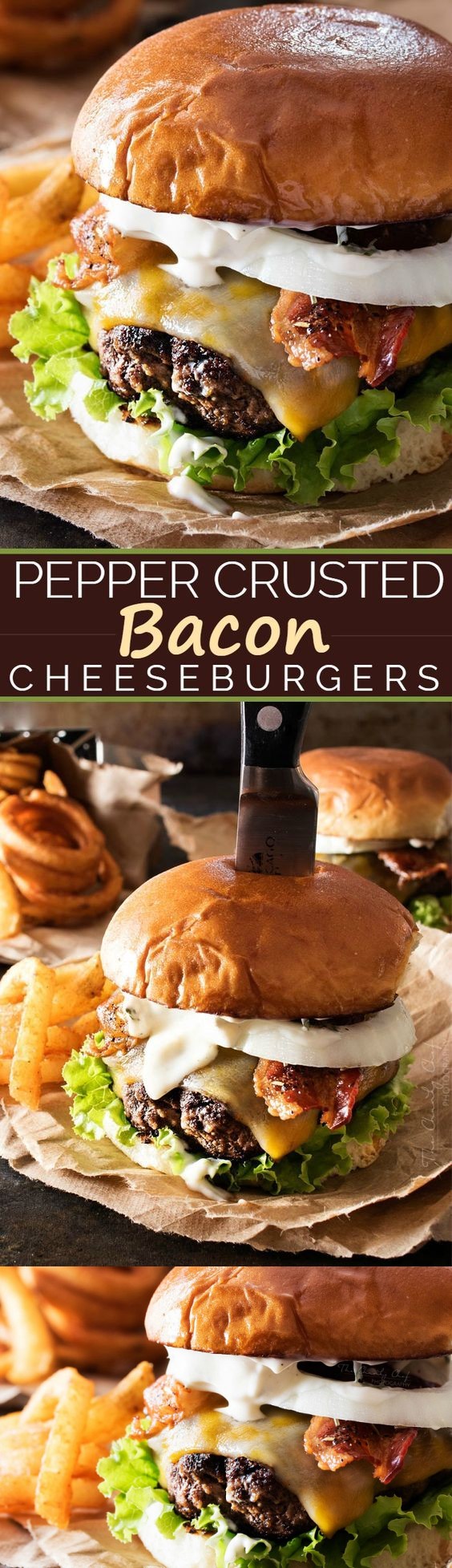 Pepper Crusted Bacon Cheeseburgers