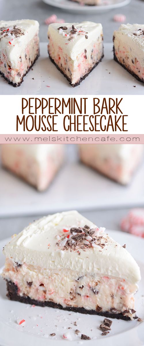 Peppermint Bark White Chocolate Mousse Cheesecake