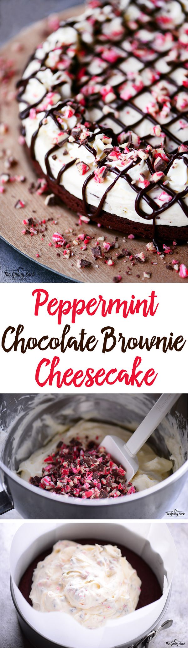 Peppermint Chocolate Brownie Cheesecake