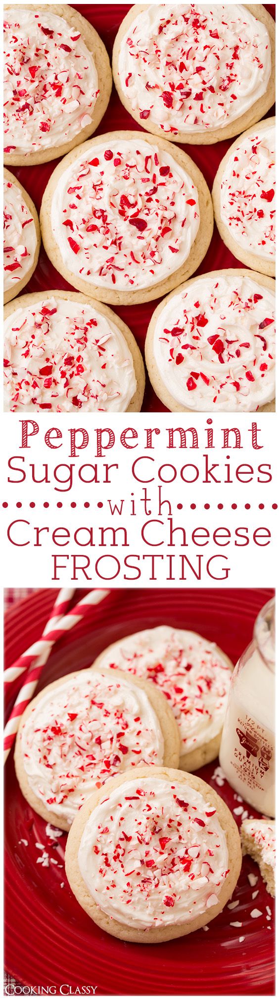 Peppermint Sugar Cookies with Cream Cheese Frosting